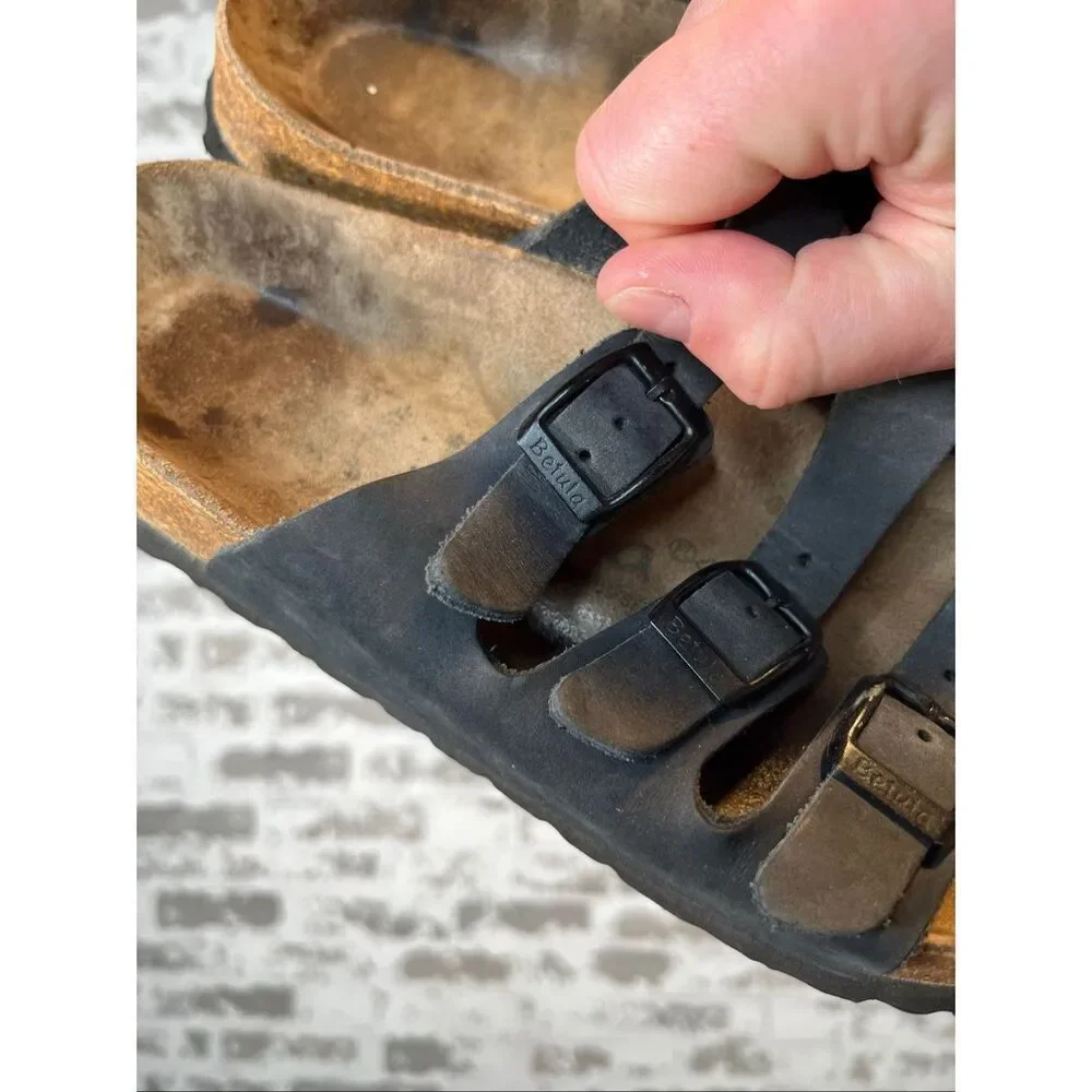 Betula Birkenstocks | women black leather 3 strap sandals size 38